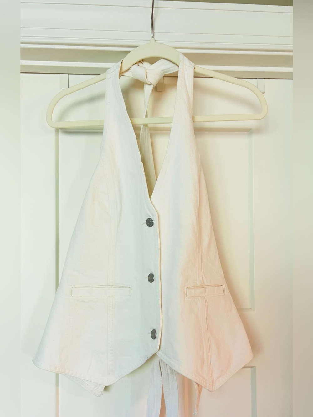 NWT Women's Open-Back Halter Denim Vest - Wild Fable™ White Small